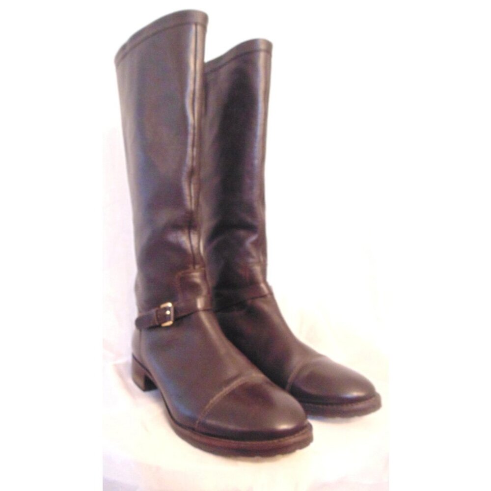 Talbots Tall Brown Leather Harness Knee-Hi Riding Boots Women’s Sz 7.5 M Brazil